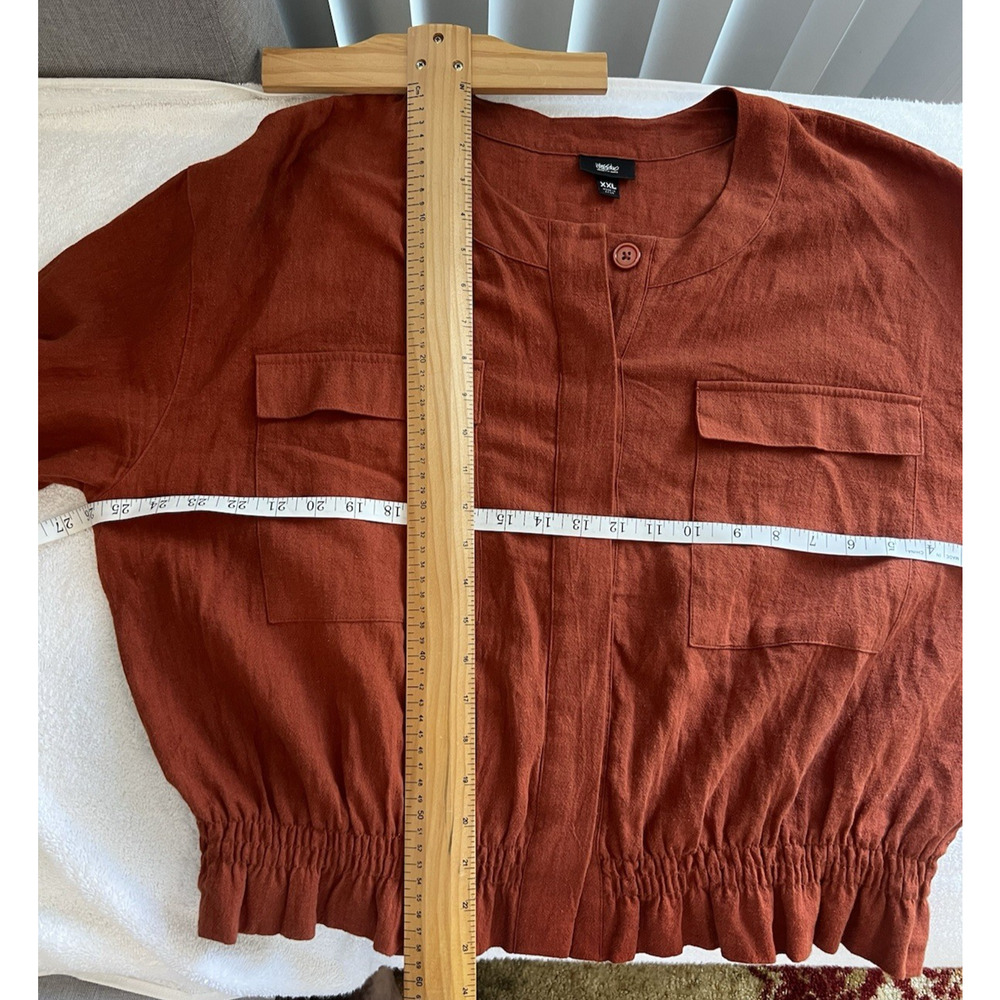 Womens Utility Bomber linen blend terracotta transitional Jacket Shacket XXL - Picture 6 of 8